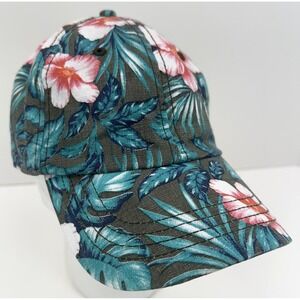 TOMMY BAHAMA Flora Bora Cap Women StrapBack Tropical Floral Linen Blend Cocktail
